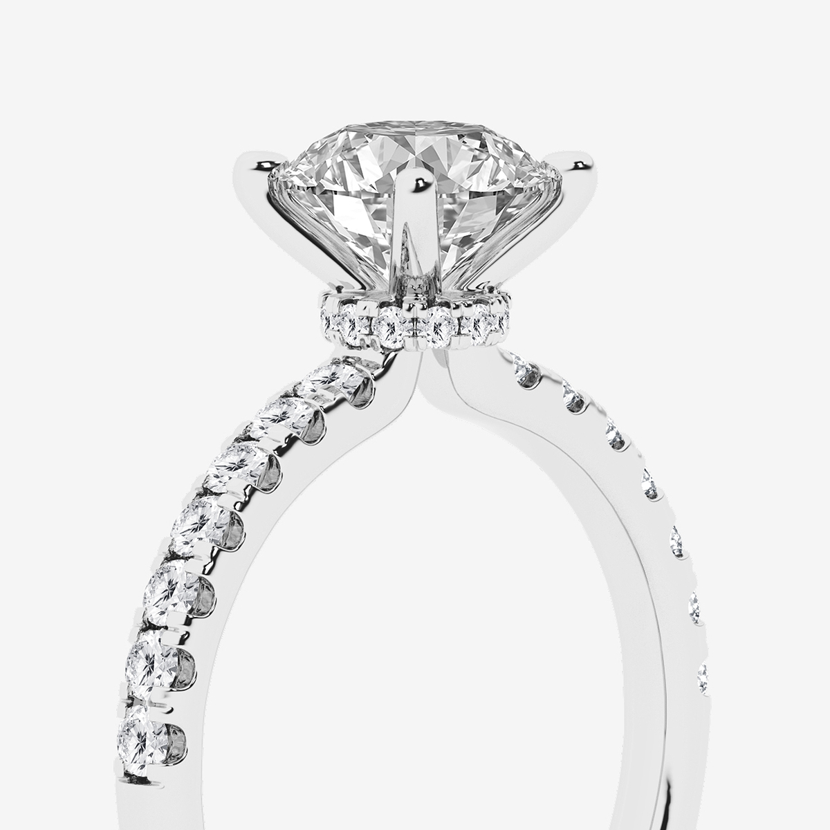 Additional Image 2 for  1 7/8 ctw Round Lab Grown Diamond Hidden Halo Engagement Ring